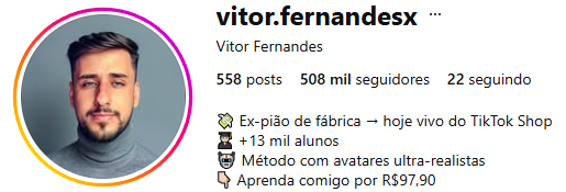 Captura do perfil público de Vitor Fernandes, @vitor.fernandesx
